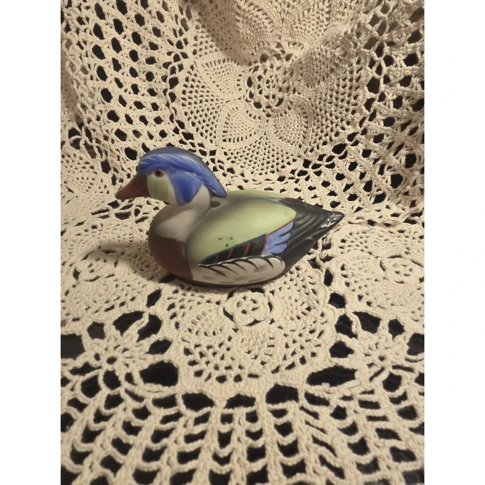 Vintage Jasco Duck Ceramic Handpainted Lint Removal Brush Figurine
